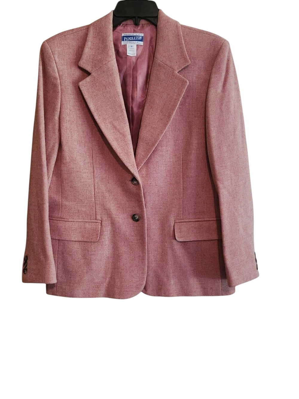 Pendleton 1990s Rose Pink Virgin Wool Blazer Jacket